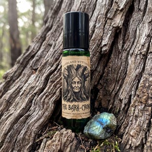 Bark Crone Perfume, Earthy Cedarwood | Vegan Botanical Blend - Green Glass Roller, Sample Vial