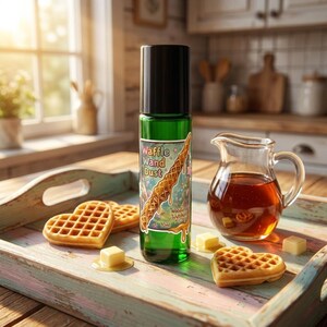 Waffle Wand Dust, Maple Vanilla Perfume Oil | Silky Rice Bran Base | 10Ml Green Glass Roller