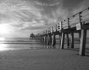 Naples, Florida pier at Sunset, beach art, beach photography, beach decor, nautical art, nautical decor, nautical print, florida art, fl