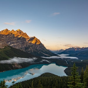 Peyto Lake at Sunrise in Banff, Alberta, Canada, Canadian National Park, lake art, lake decor, lake photography, mountain art