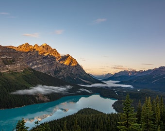 Peyto Lake at Sunrise in Banff, Alberta, Canada, Canadian National Park, lake art, lake decor, lake photography, mountain art