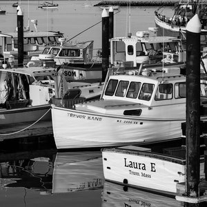 Fishing boat in Provincetown, Massachusetts, Cape Cod, black and white decor, nautical art, nautical photo, home decor, nautical decor
