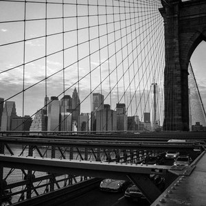 View of Manhattan from the Brooklyn Bridge, New York photography, Wall decor, new york decor, new york decor, black and white decor, nyc art