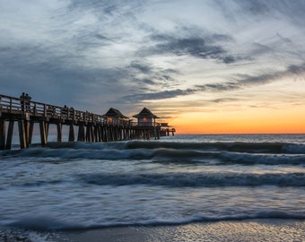 Naples, Florida pier at Sunset, beach art, beach photography, beach decor, nautical art, nautical decor, nautical print, florida art, fl