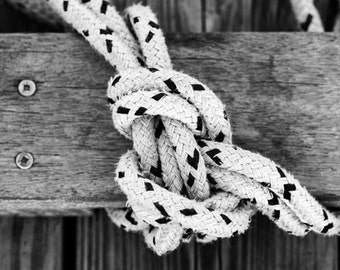 Sailing knot photograph Black and White, nautical decor, nautical photography, nautical art, nautical photo, nautical print, ocean decor