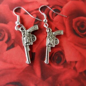Gun Earrings Pistol Earrings Revolver Gun Jewelry Pistol Jewelry Pin Up Rockabilly Psychobilly Western Accessories