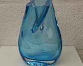 mats jonasson sweden huge klas goran tinback vase aqua 21cm handsigned