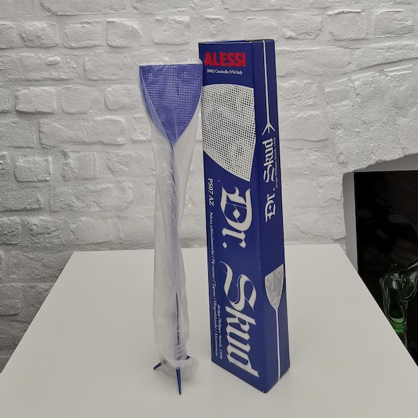 Alessi Officina Philippe Starck Dr Skud Fliegenklatsche azurblauer Altbestand unbenutzt