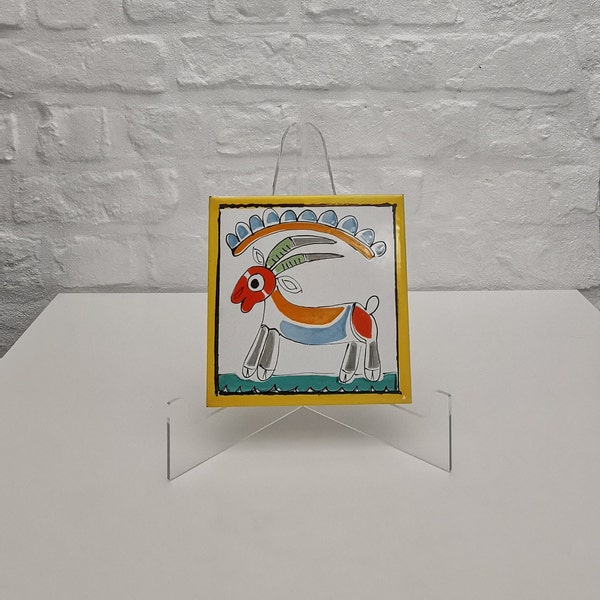 de simone italy maioliche d'arte art tile goat hand painted rare