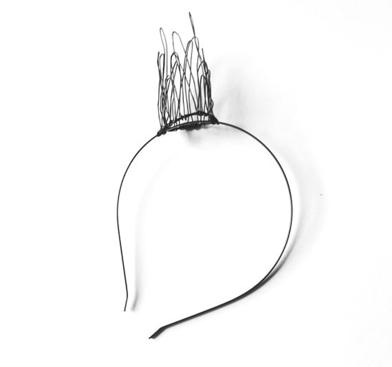 Alternative Bridal Crown Gothic Headband Fairy Crown Metal Side Crown Small Black Wire Crown Fascinator Metal Tiara Faerie Headpiece