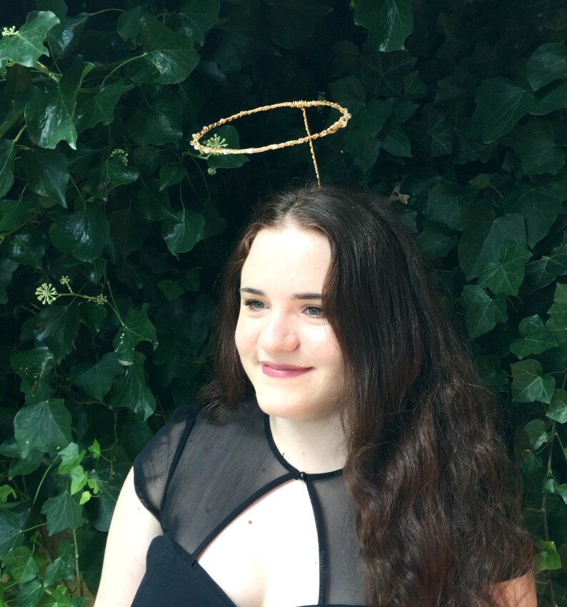 Gold Angel Halo Headband Metal Angel Headpiece Crystal Angel Etsy