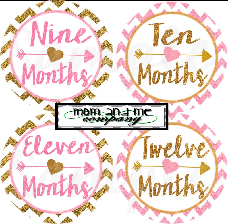 Gold and Pink Glitter Baby Girl Monthly stickers Baby month stickers baby Shower gift Month baby sticker Months 1-12 stickers Month decals