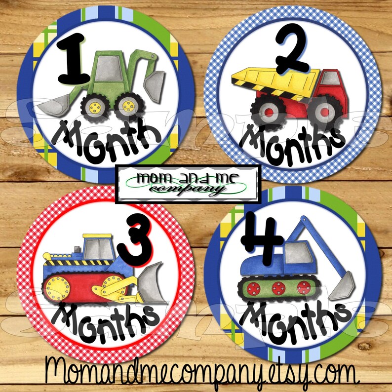 Construction monthly stickers Baby Boy Month stickers Baby boy Shower gift Baby Monthly stickers Infant Milestone stickers Tractors truck