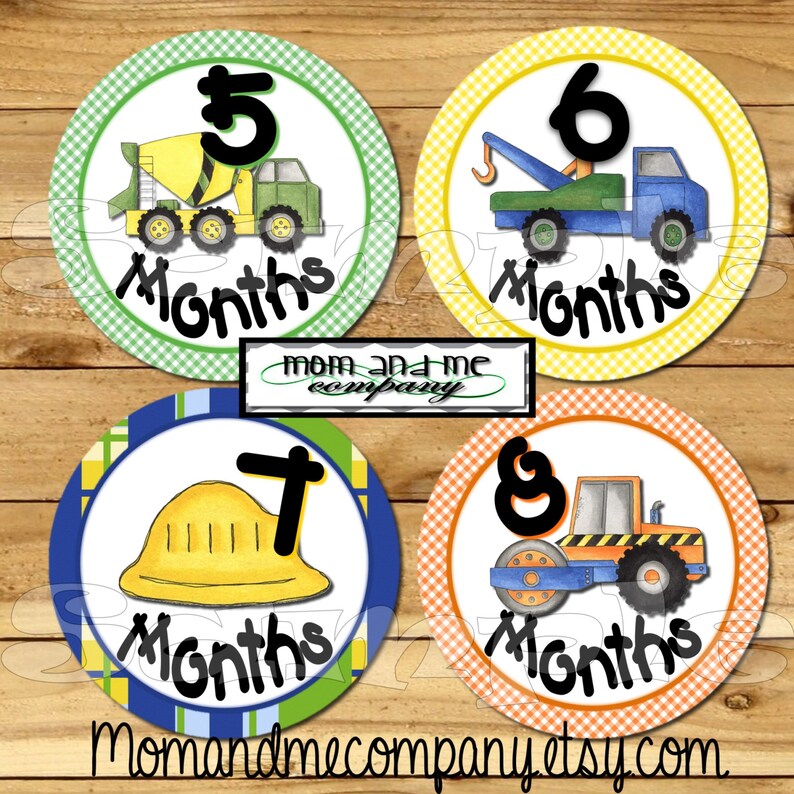 Construction monthly stickers Baby Boy Month stickers Baby boy Shower gift Baby Monthly stickers Infant Milestone stickers Tractors truck