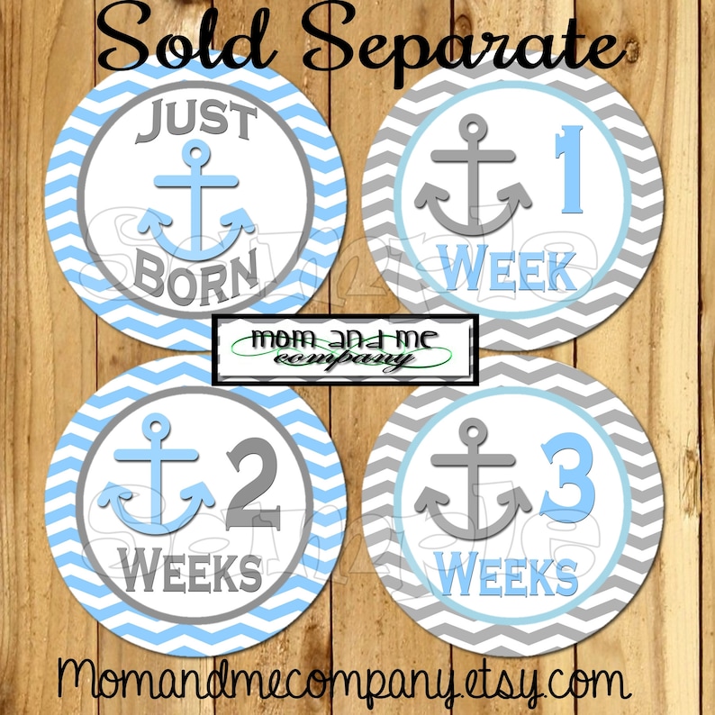 Baby boy monthly stickers Anchor 12 month stickers Baby boy nautical Growth Sticker stickers Nautical nursery Baby shower gift New baby