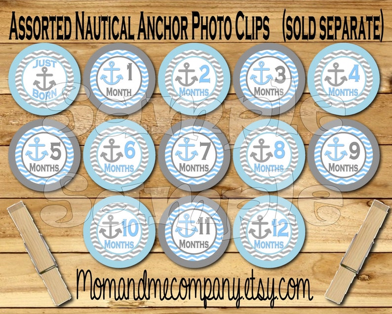 Baby boy monthly stickers Anchor 12 month stickers Baby boy nautical Growth Sticker stickers Nautical nursery Baby shower gift New baby