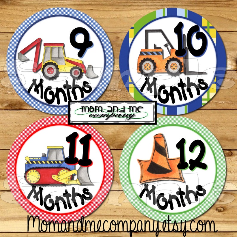Construction monthly stickers Baby Boy Month stickers Baby boy Shower gift Baby Monthly stickers Infant Milestone stickers Tractors truck