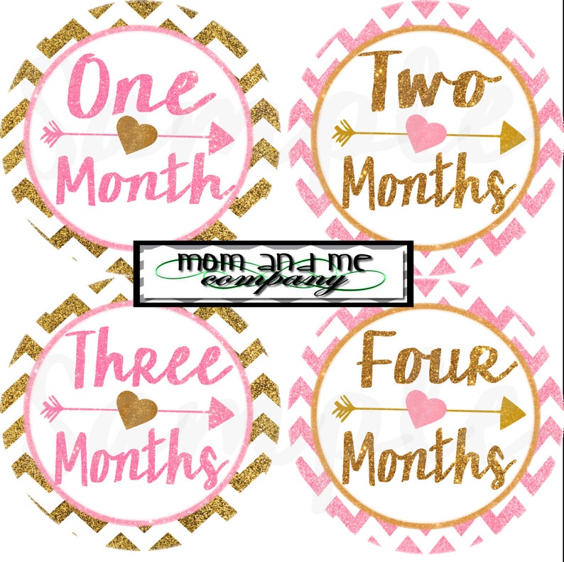 Gold and Pink Glitter Baby Girl Monthly stickers Baby month stickers baby Shower gift Month baby sticker Months 1-12 stickers Month decals