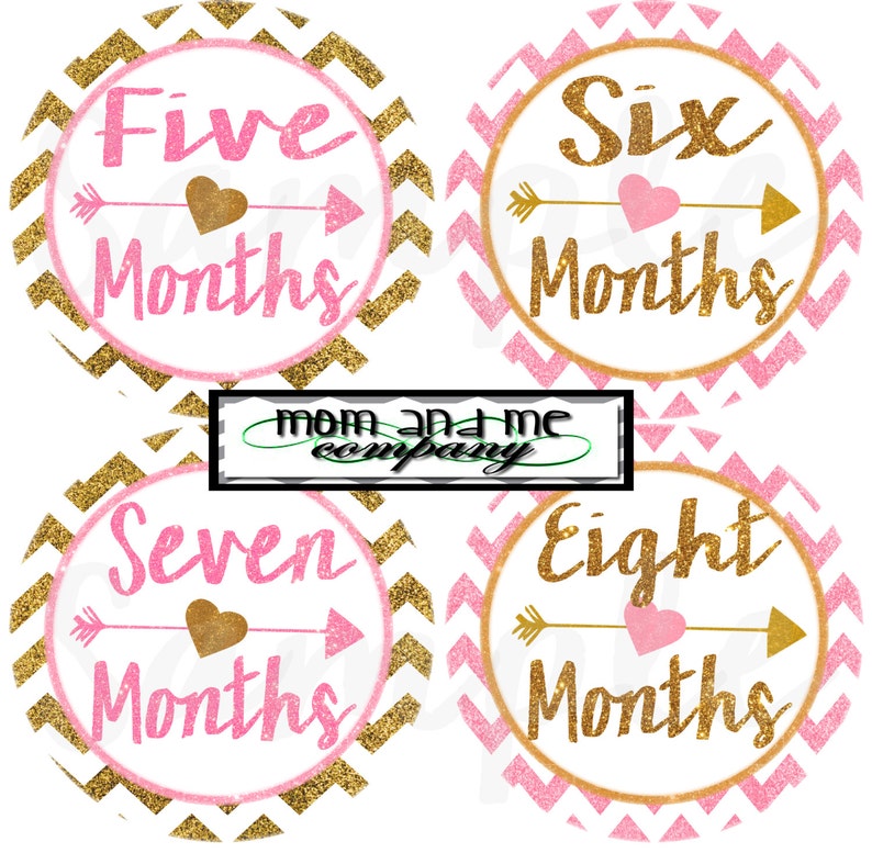 Gold and Pink Glitter Baby Girl Monthly stickers Baby month stickers baby Shower gift Month baby sticker Months 1-12 stickers Month decals