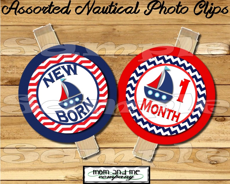 Baby Boy First year photo clip banner newborn to 12 months first birthday month banner first year banner Nautical birthday RIBBON INCLUDED
