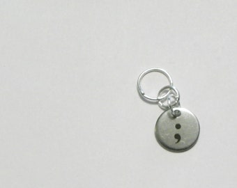 Stainless Steel Semicolon Seamed Ring Stitch Marker.