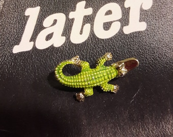 Vintage Alligator / Crocodile Pin, Alligator Brooch, Croc Pin,  Gator Pin, small animal pin