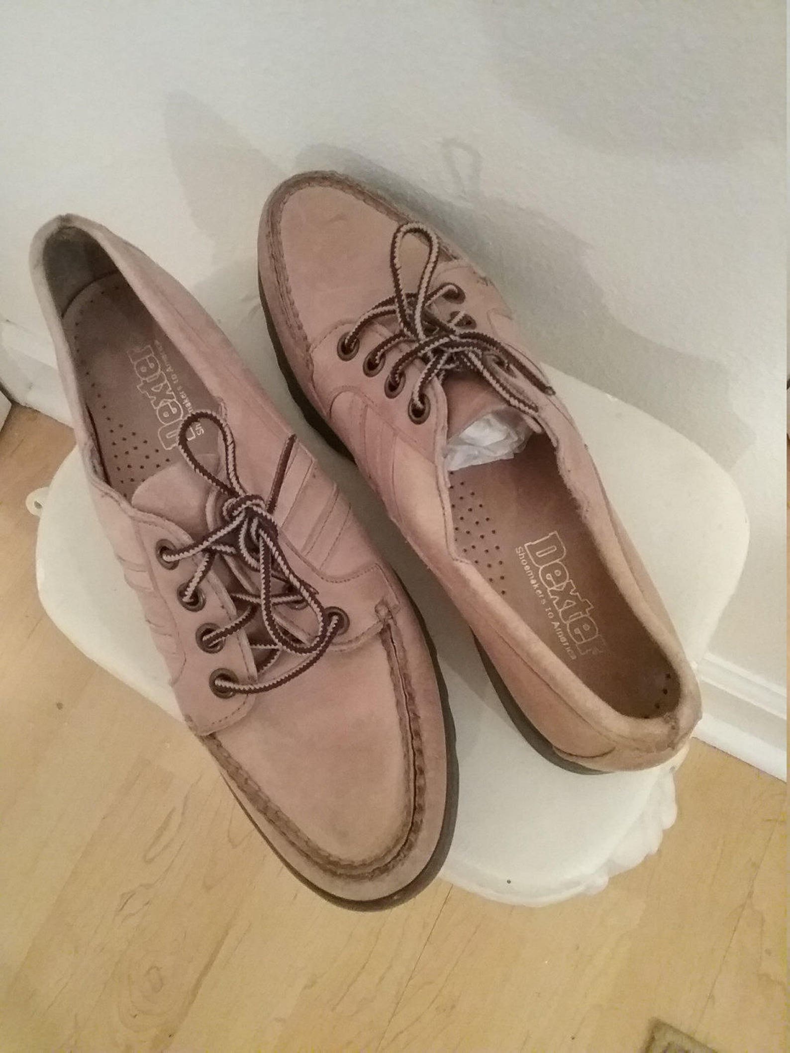 Vintage Dexter Boat Shoes/ Beige leather boat shoes/ 7 1/2 N | Etsy