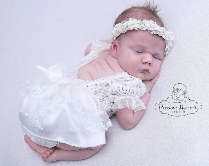 Newborn romper photo prop white lace romper for baby girl photo shoot photography prop romper