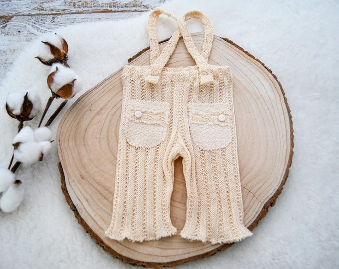 Boho newborn boy pants Newborn photography outfit Newborn photo prop Suspender pants baby prop Newborn photo shoot.