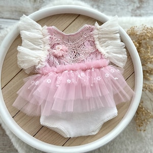 Newborn Photography Prop Girl ROMPER Pink NEWBORN Photo Outfit Newborn Photo Prop Newborn Romper for Baby Girl First Photoshoot Outfit