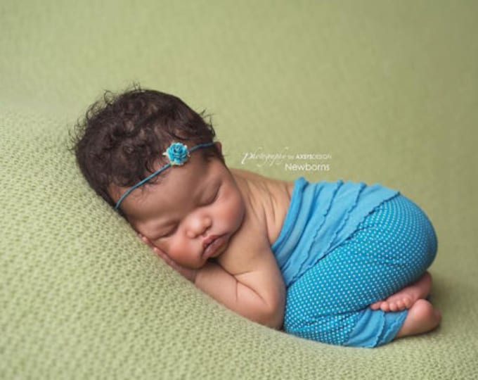 Newborn props baby girl ruffle romper photo outfit blue polka dot outfit photography prop