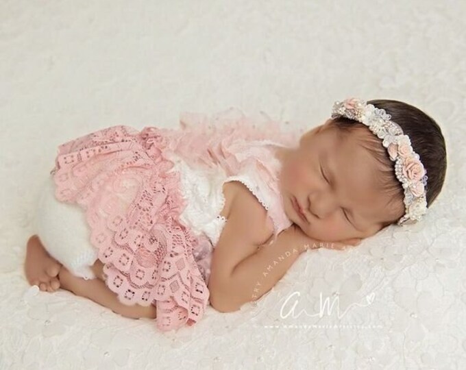 Newborn props baby outfit, Newborn photo prop, Pink romper with ruffles for baby girls, Newborn photography prop