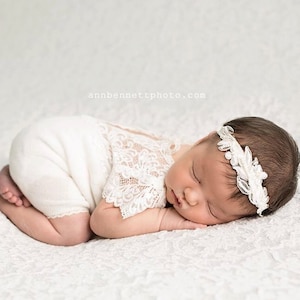 White Newborn Romper Prop for baby girl Newborn lace romper white Newborn photo prop outfit Photography prop lace romper Baby gift