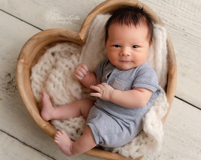 Newborn Romper Baby Boy Outfit Newborn Photography Props Newborn Bodysuit Baby Photo Outfit Boy Gray Photo Prop Romper Baby Shower Gift