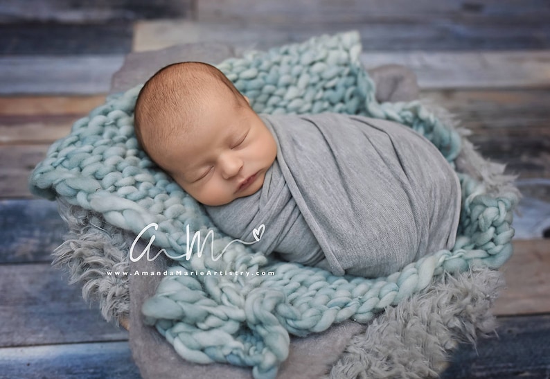 Newborn photo prop swaddle wrap baby boy gray jersey fabric wrap for newborn photography image 4