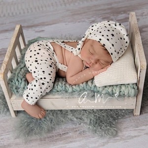 Newborn Boy Outfit Photography Prop Newborn Pants Newborn Hat Newborn Wrap Photo Prop Newborn Boy Props White Black Star Outfit Newborn