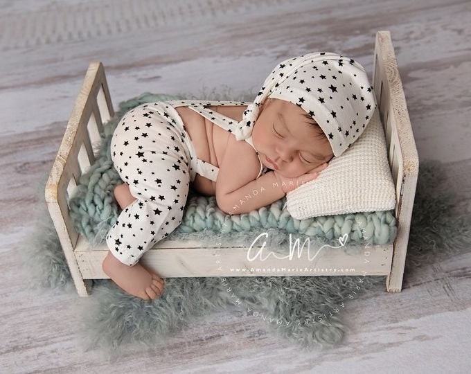 Newborn Boy Outfit Photography Prop Newborn Pants Newborn Hat Newborn Wrap Photo Prop Newborn Boy Props White Black Star Outfit Newborn