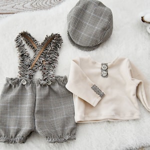 Newborn Boy Outfit Photography Props Newborn Baby Boy Photography Set: top pants cap Photo Outfit Baby Boy