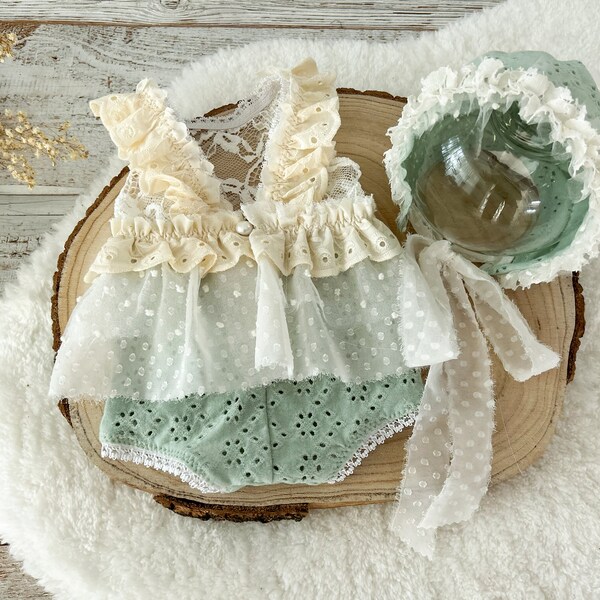 Green Lace Romper Etsy