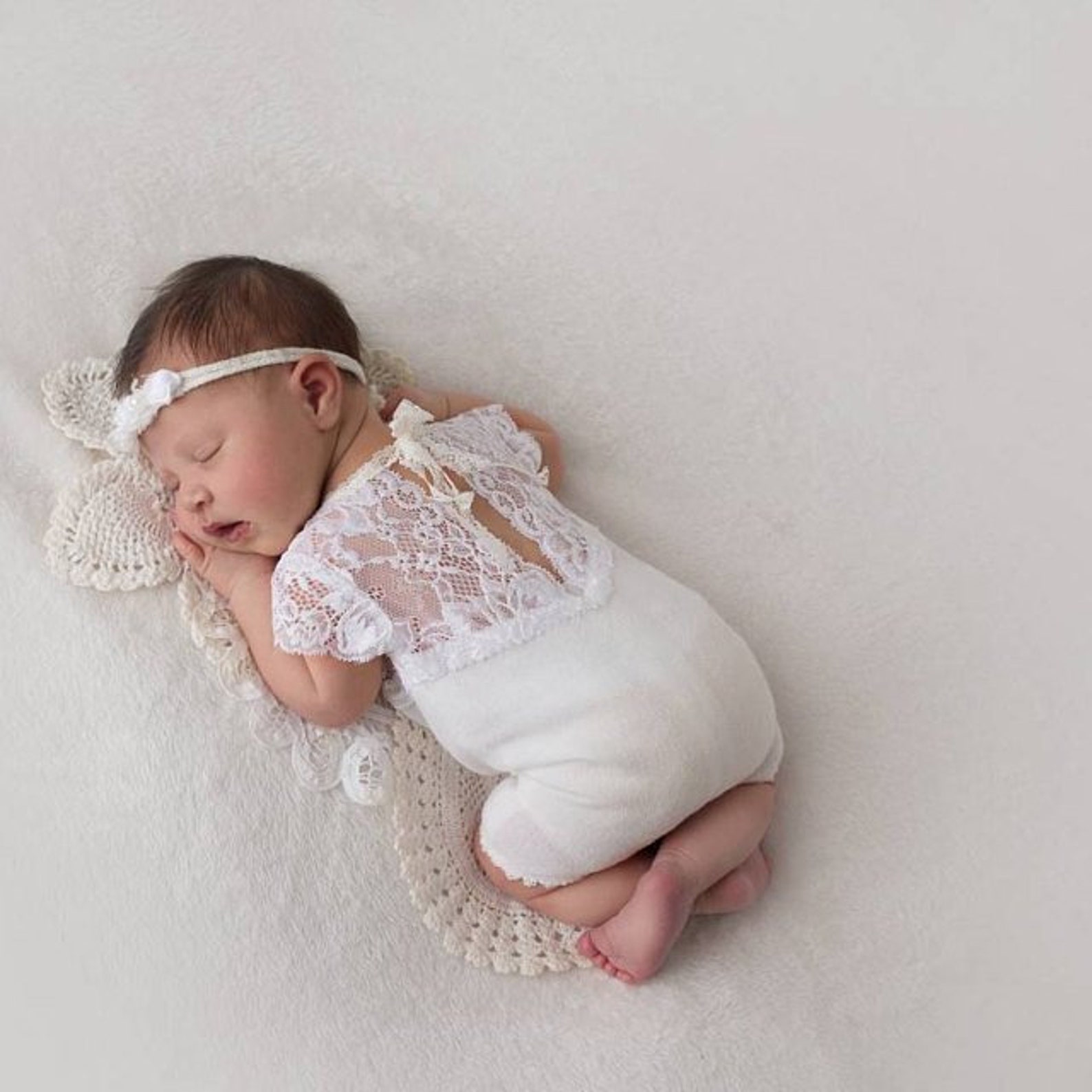Newborn Romper Prop Newborn Lace Romper White Short Sleeve Etsy