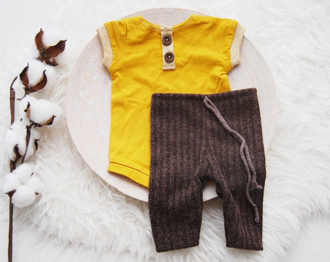 Photography outfit: romper and pants for baby boy photo shoot newborn photo prop