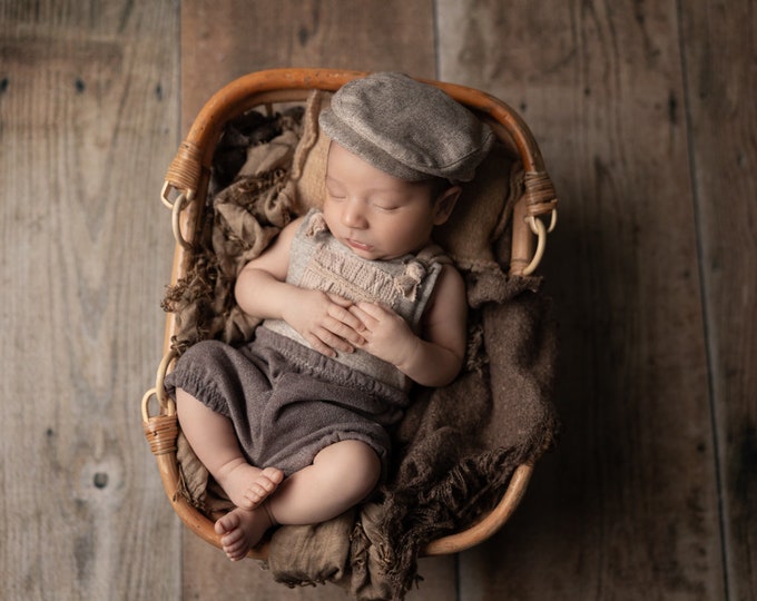 Newborn Outfit Photoshoot Newborn Photo Props Baby Boy Romper with Hat Newborn Boy Photo Outfit Newborn Romper Newborn Flat Cap