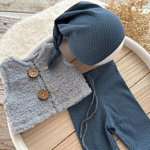 Newborn Photo Prop Fur Vest Newborn Pants Newborn Sleepy Hat Baby Boy Outfit