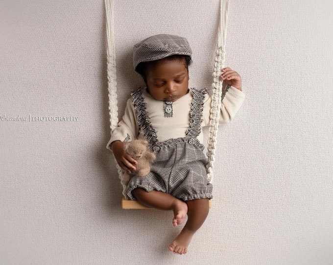 Newborn Boy Outfit Photography Props Newborn Baby Boy Photography Set: top pants cap Photo Outfit Baby Boy