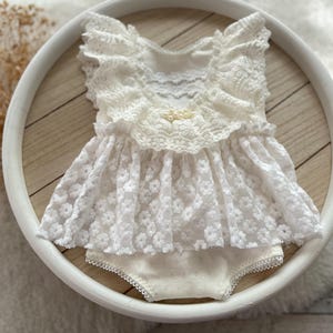 White Newborn Lace Romper Baby Girl Photo Outfit Newborn Photo Prop Newborn Dress Lace Dress Photography Newborn Gift Newborn Posing Pillow