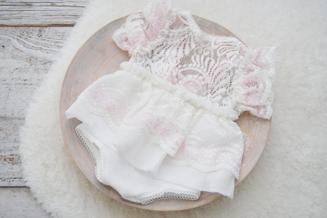 White Lace Ruffle Newborn Romper Baby Girl Photo Prop Outfit Etsy — free download