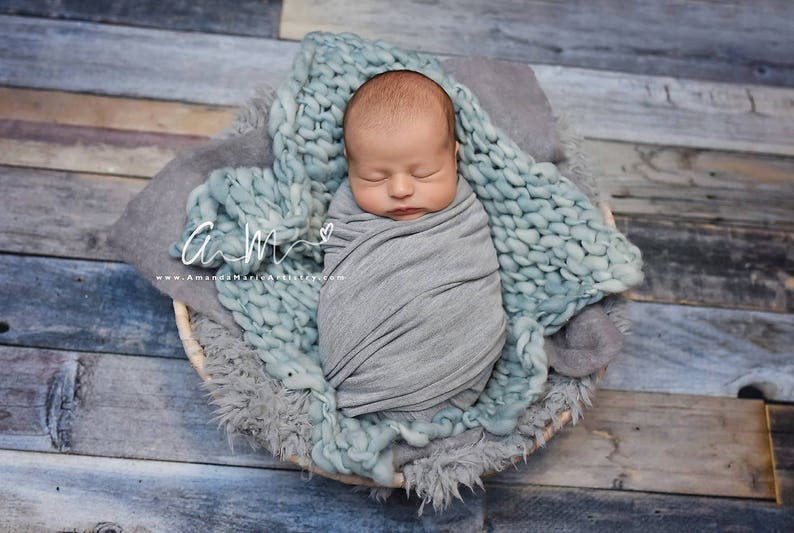 Newborn photo prop swaddle wrap baby boy gray jersey fabric wrap for newborn photography image 5