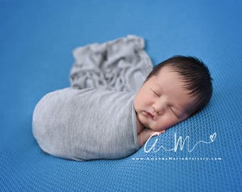 Newborn photo prop swaddle wrap baby boy gray jersey fabric wrap for newborn photography