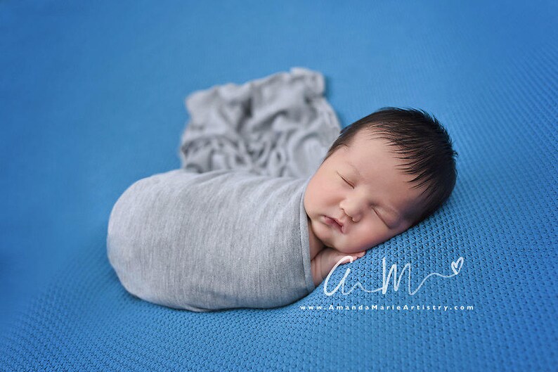 Newborn photo prop swaddle wrap baby boy gray jersey fabric wrap for newborn photography image 1