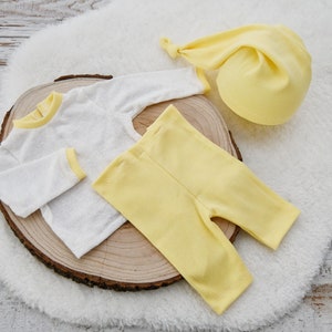 Baby Boy Photo Outfit Newborn Pants & Hat Set Newborn Photography Set Newborn Photo Props Newborn Boy Props Yellow Boy Outfit